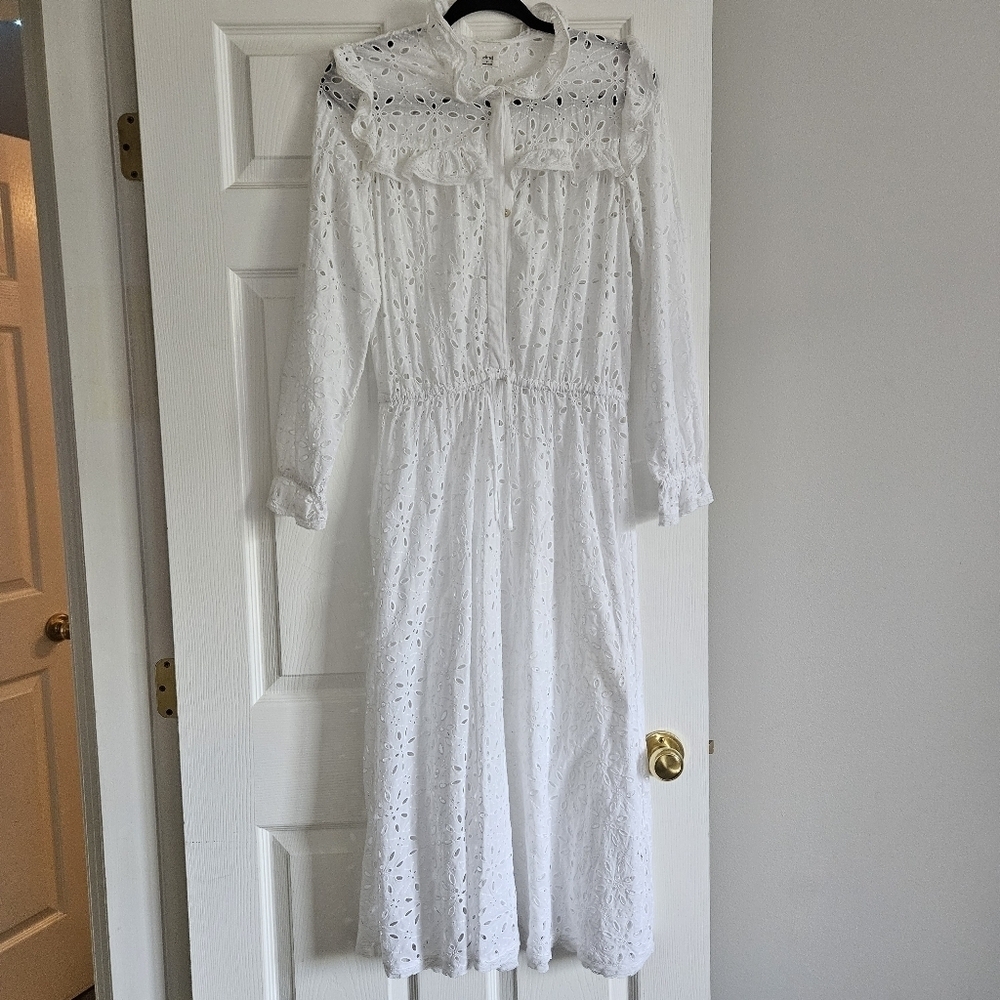Aritzia Wilfred La Boheme Gaia Eyelet White Lace Dress Size XS